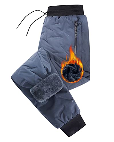 Oanviso Winter Hosen für Herren Plüschfutter Winddichte Wasserdicht Wanderhose Schneehose mit Reißverschlusstasche Warme Freizeithose Jogginghose Einfarbig Verdickte Alltag Outdoorhose B Blau S von Oanviso