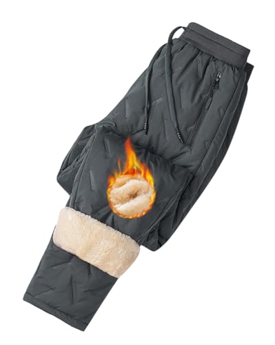 Oanviso Winter Hosen für Herren Plüschfutter Winddichte Wasserdicht Wanderhose Schneehose mit Reißverschlusstasche Warme Freizeithose Jogginghose Verdickte Alltag Outdoorhose G Grau02 M von Oanviso