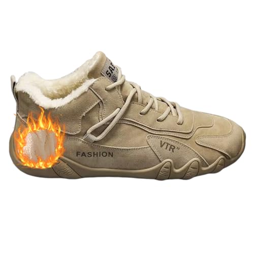 Oanviso Winterstiefel Herren Warm Gefütterte Plüsch Schneestiefel Wildleder Flache Winterschuhe Outdoor Wanderschuhe Stiefel Männer Boots Bequem Sportschuhe A Khaki 43 EU von Oanviso