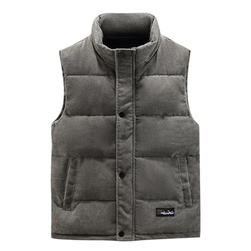 Oanviso Winterweste Herren Modische Cord Weste mit Stehkragen Casual Sportweste mit Taschen Ärmellose Bequem Steppweste Warme Outdoor Weste Einfarbige Corduroy Arbeitsweste A Grau XL Oanviso Winterweste Herren Modische Cord Weste mit Stehkragen Casual Sportweste mit Taschen Ärmellose Bequem Steppweste Warme Outdoor Weste Einfarbige Corduroy Arbeitsweste A Grau XL von Oanviso