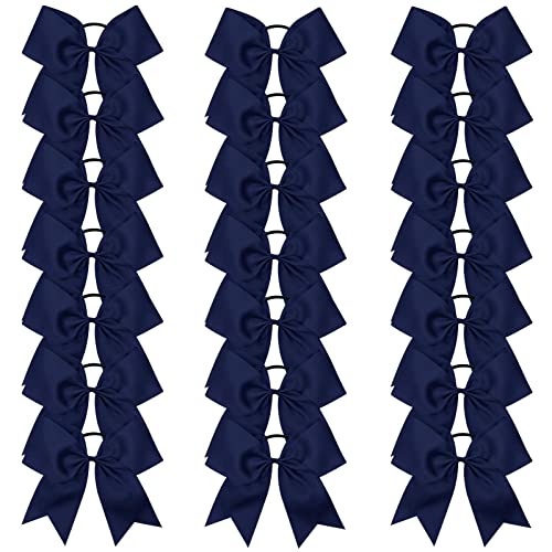 Oaoleer Boutique Teens Women 8" Jumbo Large Cheer Bow Ponytail Holder Elastic Band Handmade for Cheerleading Teen Girls College Sports (21PCS, Navy 21PCS) von Oaoleer