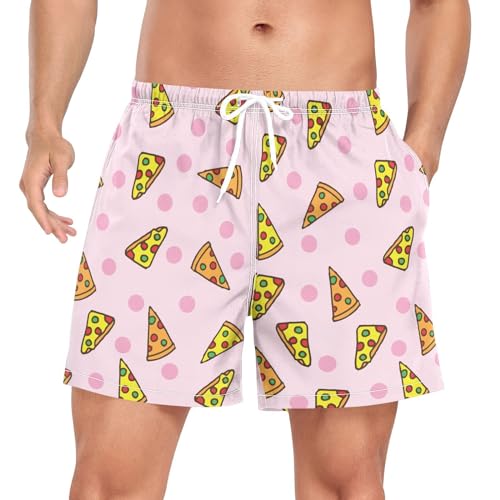 Oarencol Herren Athletic Shorts Pizza Food Dots Pink 2 in 1 Quick Dry Workout Gym Running Shorts für Herren S-XXL, multi, S von Oarencol