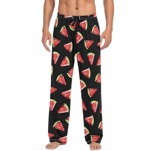 Oarencol Herren-Pyjamahose mit Wassermelonen-Früchten, weiche Lounge-Schlafhose mit Kordelzug-Taschen, multi, XL von Oarencol