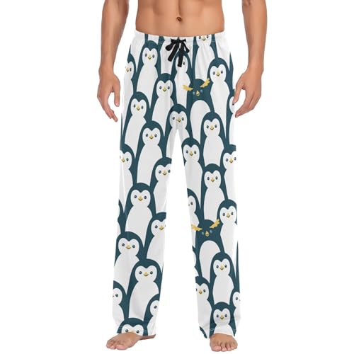 Oarencol Herren-Schlafanzughose mit niedlichem Pinguin-Motiv, weich, Lounge-Schlaf-Pyjamahose mit Taschen mit Kordelzug, multi, XXL von Oarencol