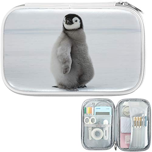Oarencol Pinguin Lovely Baby Tier Schnee 3D Federmäppchen Reißverschluss Stifttasche Große Kapazität Kosmetiktasche Schreibwaren Box, multi, 9 x 5.5 inch, Modern von Oarencol