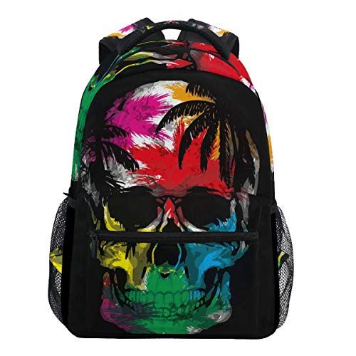 Oarencol Rucksäcke mit Totenkopf-Motiv, bunt, lustige Geisterschule, Reisen, College, Schultertasche für Damen, Mädchen, Männer, Jungen von Oarencol