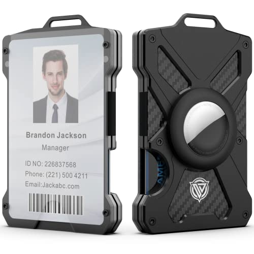 Minimalistische Geldbörse für Herren: Schlanke Geldklammer aus Aluminium mit transparentem Ausweishalter, Kohlefaser-Geldbörse, RFID-Blockierung, hält bis zu 15 Karten mit Geldclip, ultradünne von Oaridey