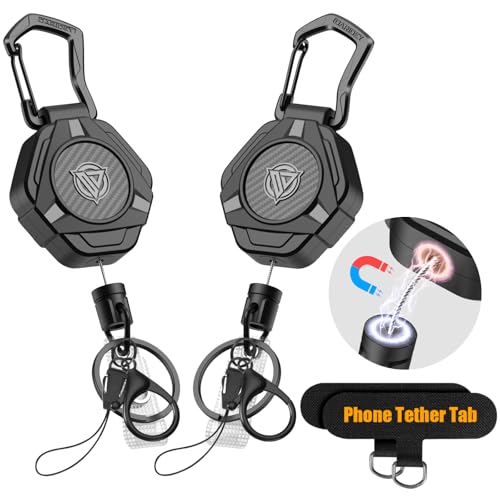 Oaridey Magnetischer, einziehbarer Schlüsselanhänger, robustes Schlüsselband mit Handy-Haltegurt, taktischer Ausweishalter, einziehbare Ausweisrolle mit 80 cm beschichtetem Stahlkordellager, 284 g, 2 Oaridey Magnetischer, einziehbarer Schlüsselanhänger, robustes Schlüsselband mit Handy-Haltegurt, taktischer Ausweishalter, einziehbare Ausweisrolle mit 80 cm beschichtetem Stahlkordellager, 284 g, 2 von Oaridey