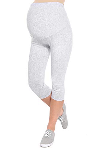 Oasi Mija Gute Qualität Umstandsleggings für Schwangere Capri 3/4 Leggings/Hose 3082 (L, Melange Grau) von Oasi