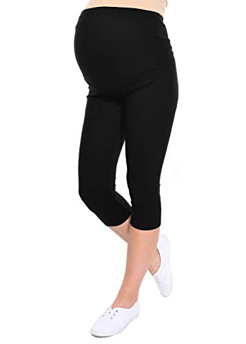 Oasi Mija Gute Qualität Umstandsleggings für Schwangere Capri 3/4 Leggings/Hose 3082 (L, Schwarz) von Oasi