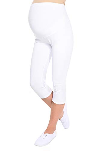 Oasi Mija Gute Qualität Umstandsleggings für Schwangere Capri 3/4 Leggings/Hose 3082 (L, Weiß) von Oasi