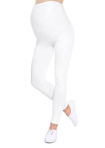 Oasi Mija Gute Qualität Umstandsleggings für Schwangere Lange Leggings/Hose 3085 (L, Weiß) von Oasi