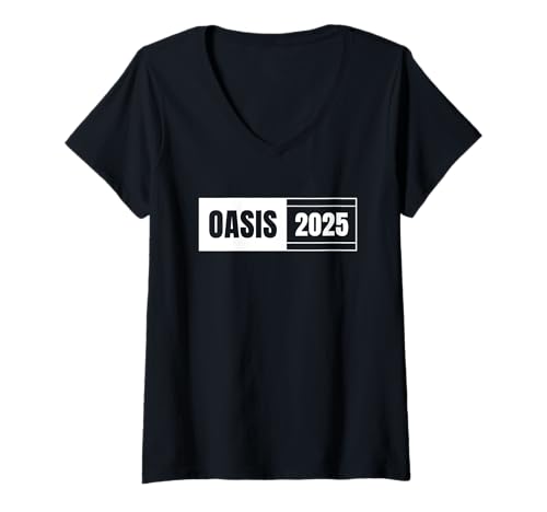 Damen Oasis 2025 Vacation California CA Vintage Retro Souvenirs T-Shirt mit V-Ausschnitt von Oasis 2025 CA Geometric T Shirts for Men Women