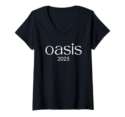 Damen Oasis 2025 Vacation California CA Vintage Retro Souvenirs T-Shirt mit V-Ausschnitt von Oasis 2025 CA Pretty Tee T Shirts for Women