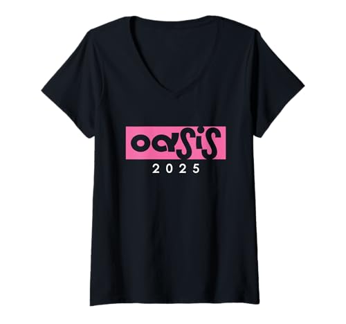 Damen Oasis 2025 Vacation California CA Vintage Retro Souvenirs T-Shirt mit V-Ausschnitt von Oasis 2025 Pink CA T Shirts for Men Women