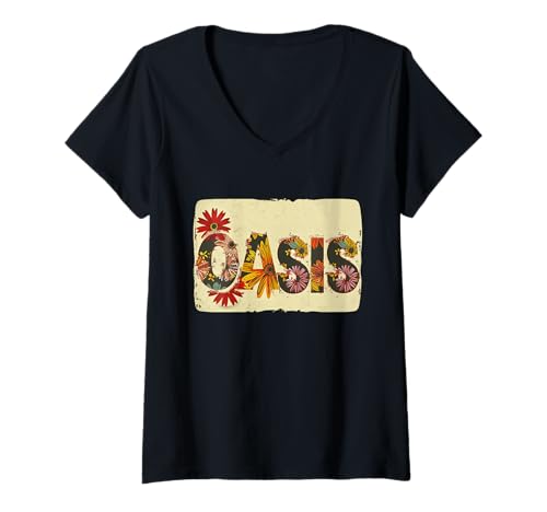 Damen Farbenfrohes Oasis-Statement mit Blumen T-Shirt mit V-Ausschnitt Damen Farbenfrohes Oasis-Statement mit Blumen T-Shirt mit V-Ausschnitt von Oasis Outfit
