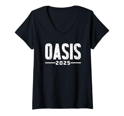 Damen Oasis 2025 Vacation California CA Vintage Retro Souvenirs T-Shirt mit V-Ausschnitt Damen Oasis 2025 Vacation California CA Vintage Retro Souvenirs T-Shirt mit V-Ausschnitt von Oasis Retro 2025 CA T Shirts for Men and Women