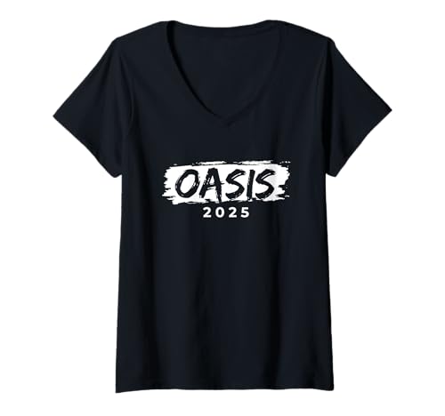 Damen Oasis 2025 Vacation California CA Vintage Retro Souvenirs T-Shirt mit V-Ausschnitt von Oasis Retro 2025 Cool T Shirts for Men Women
