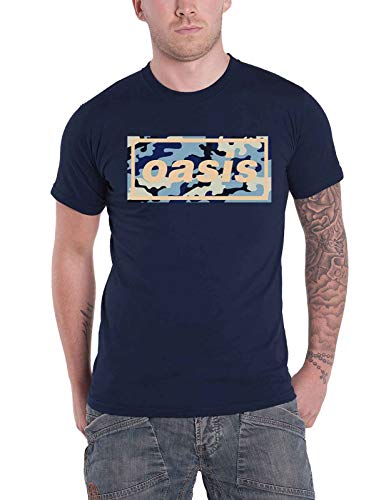 Oasis Camo Logo Männer T-Shirt Navy XXL 100% Baumwolle Band-Merch, Bands, Totenköpfe von Rocks-off