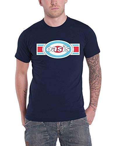 Oasis T Shirt Band Logo Target Oblong Nue offiziell Herren Navy Blau M von Oasis