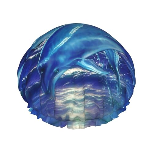 Blue Ocean Duschhaube, wiederverwendbare Duschhaube für Damen, doppellagig, wasserdicht, für alle Haarlängen von ObabO