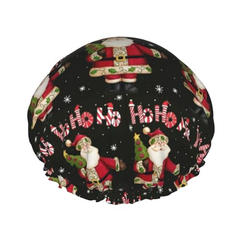 Merry Christmas Duschhaube, wiederverwendbare Duschhaube für Damen, doppellagig, wasserdicht, für alle Haarlängen von ObabO