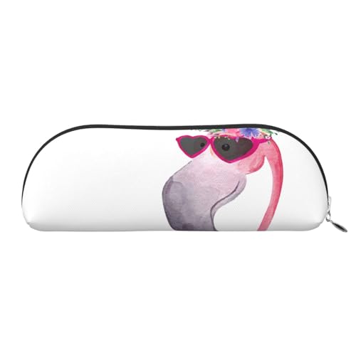 ObabO Dreidimensionale Stifttasche aus Leder mit Reißverschluss, großes Fassungsvermögen, Haltbarkeit und einfachen Transport, Hello Glasses Flamingo, Einheitsgröße, Kulturbeutel von ObabO