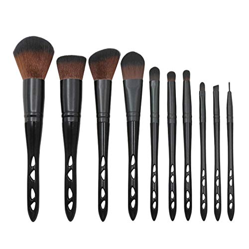 Obahdirry 10-teiliges schwarzes Make-up-Pinsel-Set, Faser, Concealer, flüssige Grundierung, Lidschatten, Griff, poröser Pinsel, Make-up-Werkzeug von Obahdirry