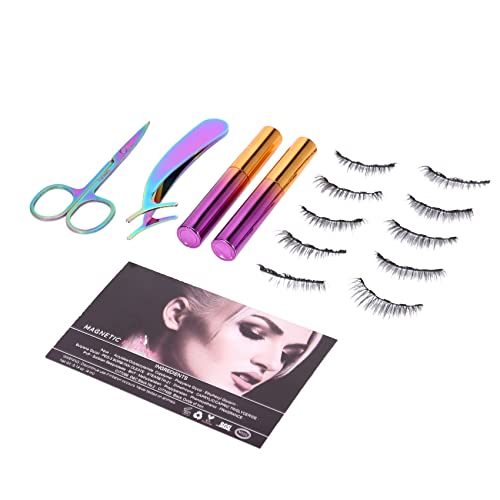 Obahdirry 5 Paar Magnetische Wimpern Wiederverwendbar Ohne Quantum Wimpern mit Eyeliner Set mit Pinzette Augenbrauen Schere von Obahdirry