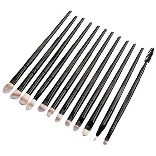 Obahdirry Make-up-Pinsel-Set für Kosmetik, Foundation, Puder, Rouge, Lidschatten, Verblenden, Make-Up-Pinsel, Beauty-Werkzeug, Schwarz, 12-teilig von Obahdirry