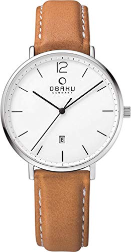 Obaku Denmark Herrenuhr mit Lederband Edelstahl 40 MM Datum V181GDCWRZ von Obaku