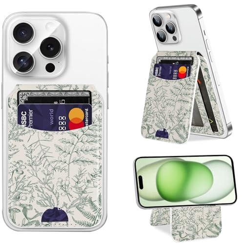 Obbii Kompatibel mit Magsafe-Brieftasche für magnetischen Kartenhalter für Damen und Mädchen – niedliche Handy-Brieftasche für iPhone 16/15/14/13/12 Serie, RFID-blockierender Ständer, bedrucktes Leder von Obbii