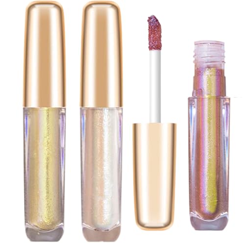 Flüssige Glitzer -Lidschatten, 3pcs wasserdichte metallische multichrome Lidschatten, hochpigment holographischer Lidschatten, langlebige Chrom -Lidschatten für Frauen Mädchen (1+2+3) von Obelunrp