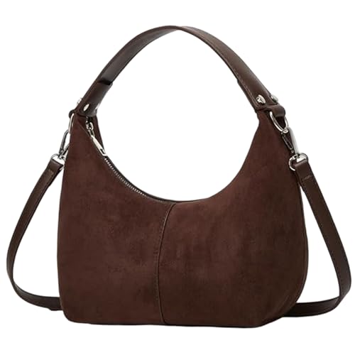 Frauen für Kunsthandwerks -Umhängetaschen für Frauen aus dem Faux -Wildleder kleiner Crescents Mond Geldbeutel mit verstellbarem Riemen -Crossbody -Schlingbeutel zum täglichen Gebrauch, Wildleder, br von Obelunrp