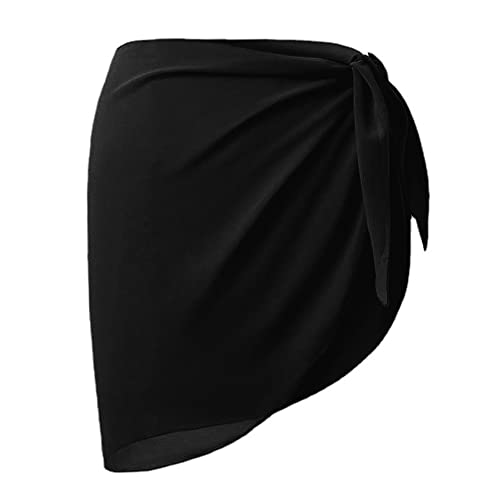 Bikini Short Sarong, Frauen Chiffon Beach Wrap Sheer, Badeanzug, Semi-Heer-Wickelrock für Strandpool (schwarz, eine Größe) von Obelunrp