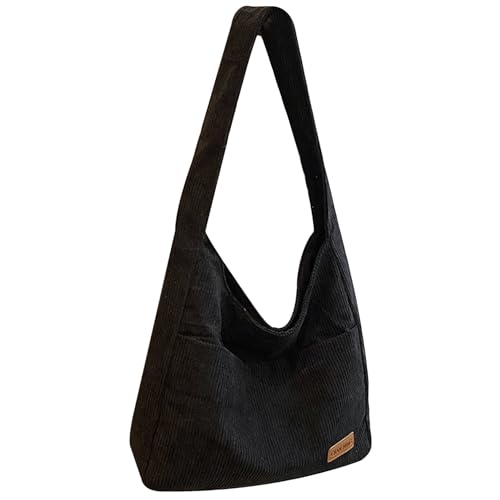 Obelunrp Cord -Triebbeutel große Kapazität Cordroy Bag Retro Große Tasche mit Vordertasche, Magnetknopf Verschluss Schultereinkäufe für Frauen, Weihnachtsdekoration von Obelunrp