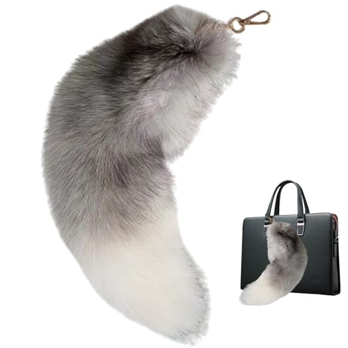 Obelunrp Fox Tail Keychain, 15,7-Zoll-Kunstpelz-Fuchs-Schwanzschlüssel, flauschiger Therian Tails Handtasche Anhänger, Wolfschwanzhänge für Handtaschen-Rucksack (Tail-1) von Obelunrp