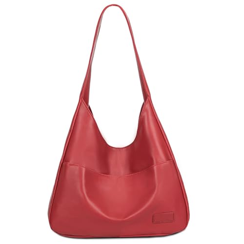 Obelunrp Frauenhandtaschen, 12, 6 x 9, 8 Zoll PU Leder -Tasche, rote Boho -Umhängetaschen, weiche Retro -Geldbörsen für Frauen Arbeitsreisen von Obelunrp