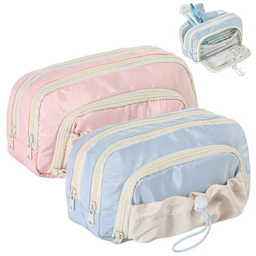Obelunrp Girls Pencil Case 2pcs 9x5x4in großer Kawaii Bleistiftkoffer mit Reißverschluss 4-Layer Niedlichen Schreibwarenlager und Organizer Bleistift für Erwachsene Mädchen, Kinder, für Kinder, für von Obelunrp