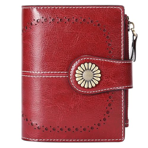 Obelunrp Kleine Brieftaschen Frau, rote Kunstleder -RFID -Blockierung mit Slots, kompakte Kartenhalter Geldbeutel für Frauen von Obelunrp