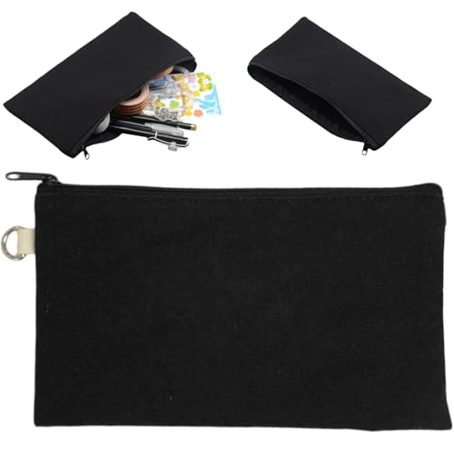 Obelunrp Kleiner Bleistiftbeutel 8.7x0, 4x4, 3 Zoll Bleistift Beutel Beutel mit Reißverschluss schwarzer Hülle Leinwand Stift für Kinder Kinderbeutel Storage School Supplies, Small von Obelunrp