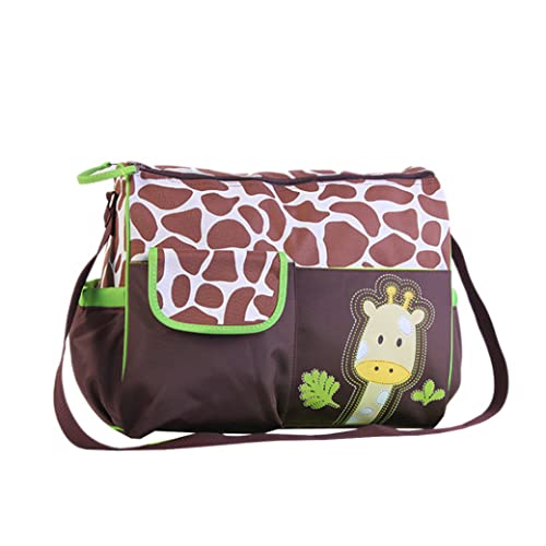 Obelunrp Multifunktionale Mumienhandtasche große Kapazität Baby Windel Windel Wechselbeutel wasserdichtes Einkaufstasche Giraffenmuster mit grünem Rand, Mumienhandtaschen, Weihnachtsdekoration von Obelunrp