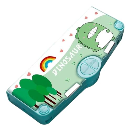 Obelunrp Pop-Out-Bleistiftkoffer Großkapazität Multifunktional niedliches Dinosaurier Bleistifthülle mit Druckknopf-Schärfer Lineal Eraser Band Schere Klassenplan, Pen, Pen von Obelunrp