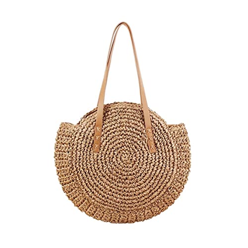 Obelunrp Runde Strohbeutel Web Umhängetasche Frauen Lady Summer Strand Geldbeutel Rattan Strohhandtaschen Böhmen Crossbod von Obelunrp