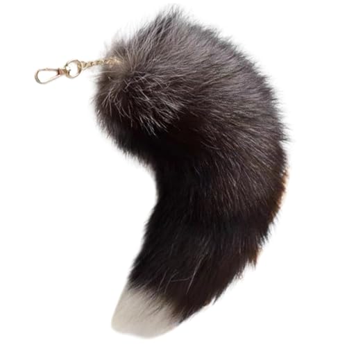 Obelunrp Therian Tail, 15-Zoll gefälschter Fuchsschwanzschlüsselkette, modisch flauschiger pelziger Schwanz, wunderschönes Kunstspielzeug für Handtaschen-Rucksack Dekor (Tail-2) von Obelunrp