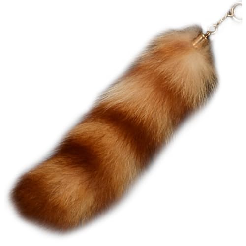 Obelunrp Therian Tail Keychain, 9,8 -Zoll -Kunstpelz -Schwanzschlüsselringe, flauschiger Pelzschwanzanhänger, Langfuchs -Schwanzschlüsselkette für Handtaschen -Rucksackdekor (braun) von Obelunrp