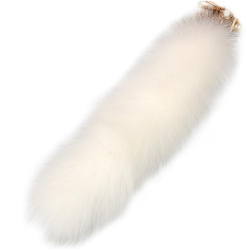Therian Tail Keychain, 15,8 -Zoll -Kunstpelz -Schwanzschlüsselringe, Flauschiger Fachpelz -Schwanzanhänger, Langfuchs -Schwanzschlüsselkette für Handtaschen -Rucksackdekor (weiß) von Obelunrp