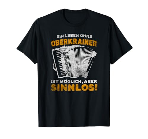 Oberkrainer Volksmusik Designs Herren, Folk-Musik-Fans Akkordeon, Volksmusik T-Shirt, Schwarz, S, Halbarm, Klassische Passform, Polyester 100% von Oberkrainer Volksmusik Designs