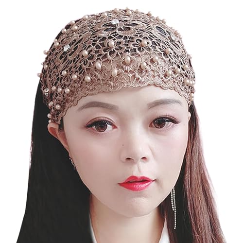 Obesntln Spitzenstirnband, Spitzenperlen-Stirnband - Breites Blumenspitzen-Stirnband | Turban-Stirnband für Yoga, Fitnessstudio, Sport, elegante Haar-Accessoires für Frauen und von Obesntln