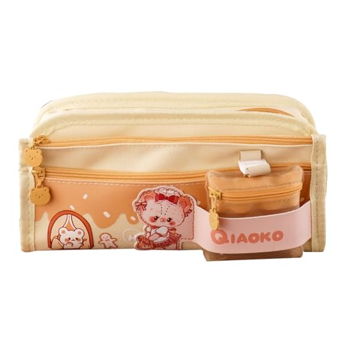 Obesntln Süßes Federmäppchen, Canvas-Bleistiftetui,Canvas Federmäppchen Mädchen Stifttasche | College-Federmäppchen mit großem Fassungsvermögen, Federmäppchen mit Reißverschluss für Schulbedarf von Obesntln